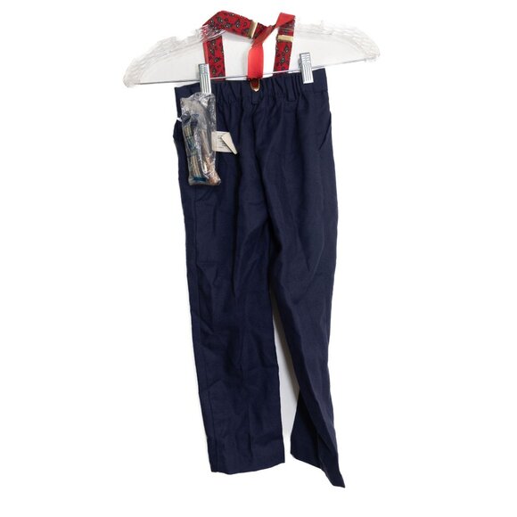 Good Lad Size 6 Boys Navy Pants With Red Paisley Suspenders - Picture 5 of 8